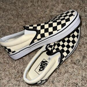 Vans Black and White Checkerboard Slip-Ons